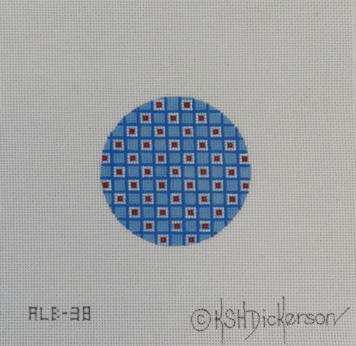 Blue/White Plaid Insert needlepoint canvas by Kate Dickerson