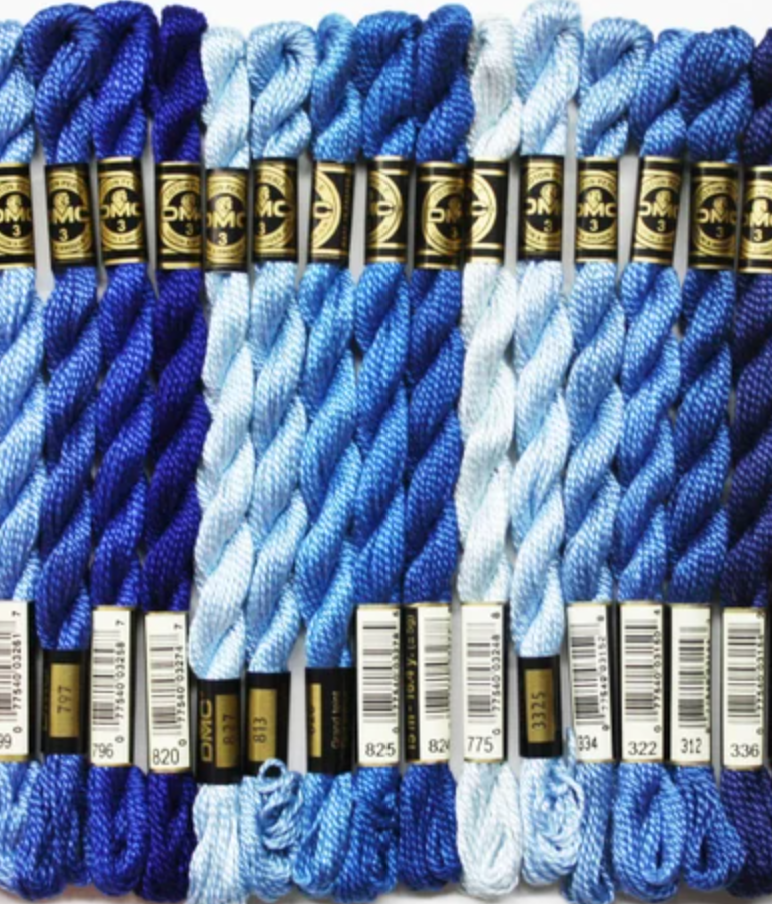 DMC Floss & #5 Perle - Blues - Stitchen Time
