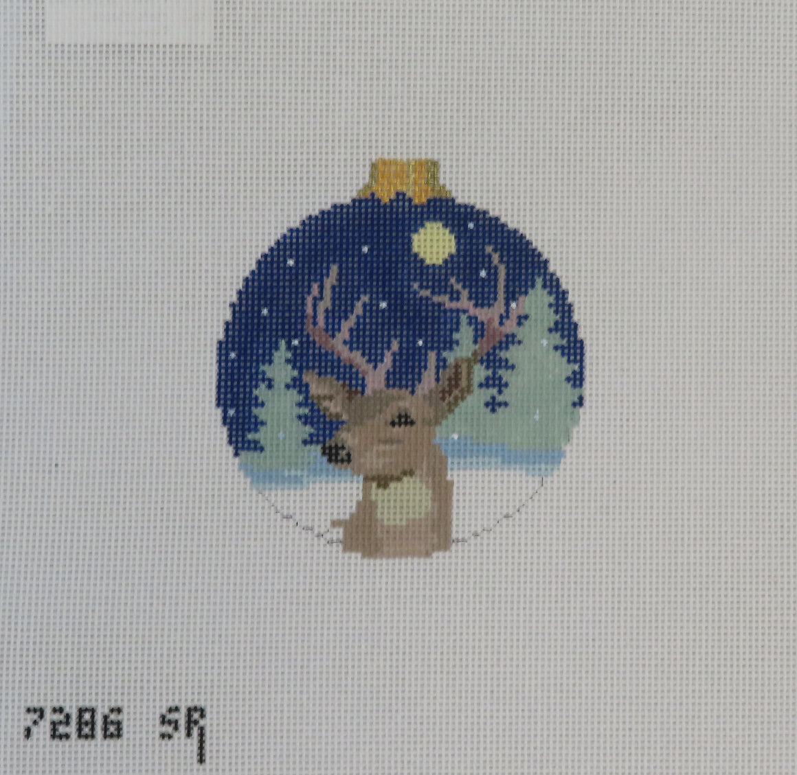 Moonlight Stag needlepoint canvas by Susan Roberts