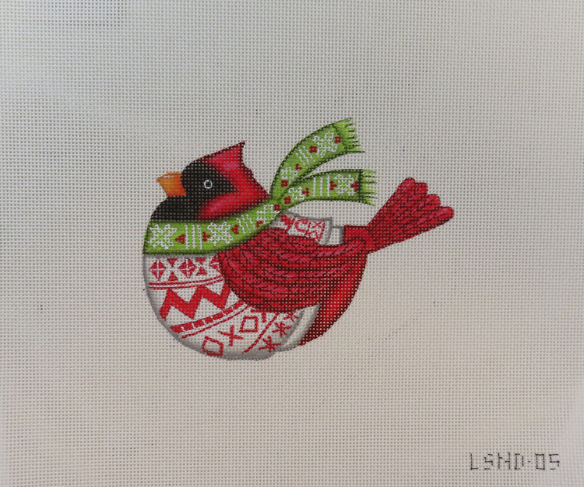 Cardinal With Green Scarf-Christmas Ornament