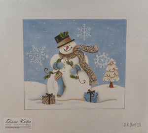 Snowman with Presents/Blue background